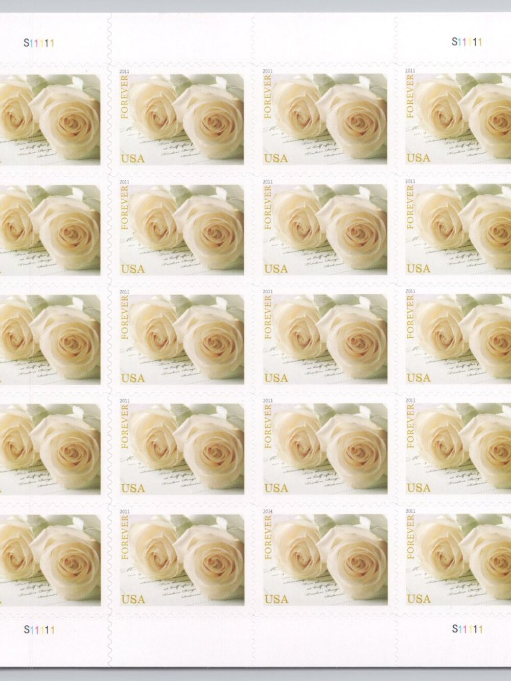 100 White Wedding Roses 2011 Forever Stamps For Invitations USPS‎